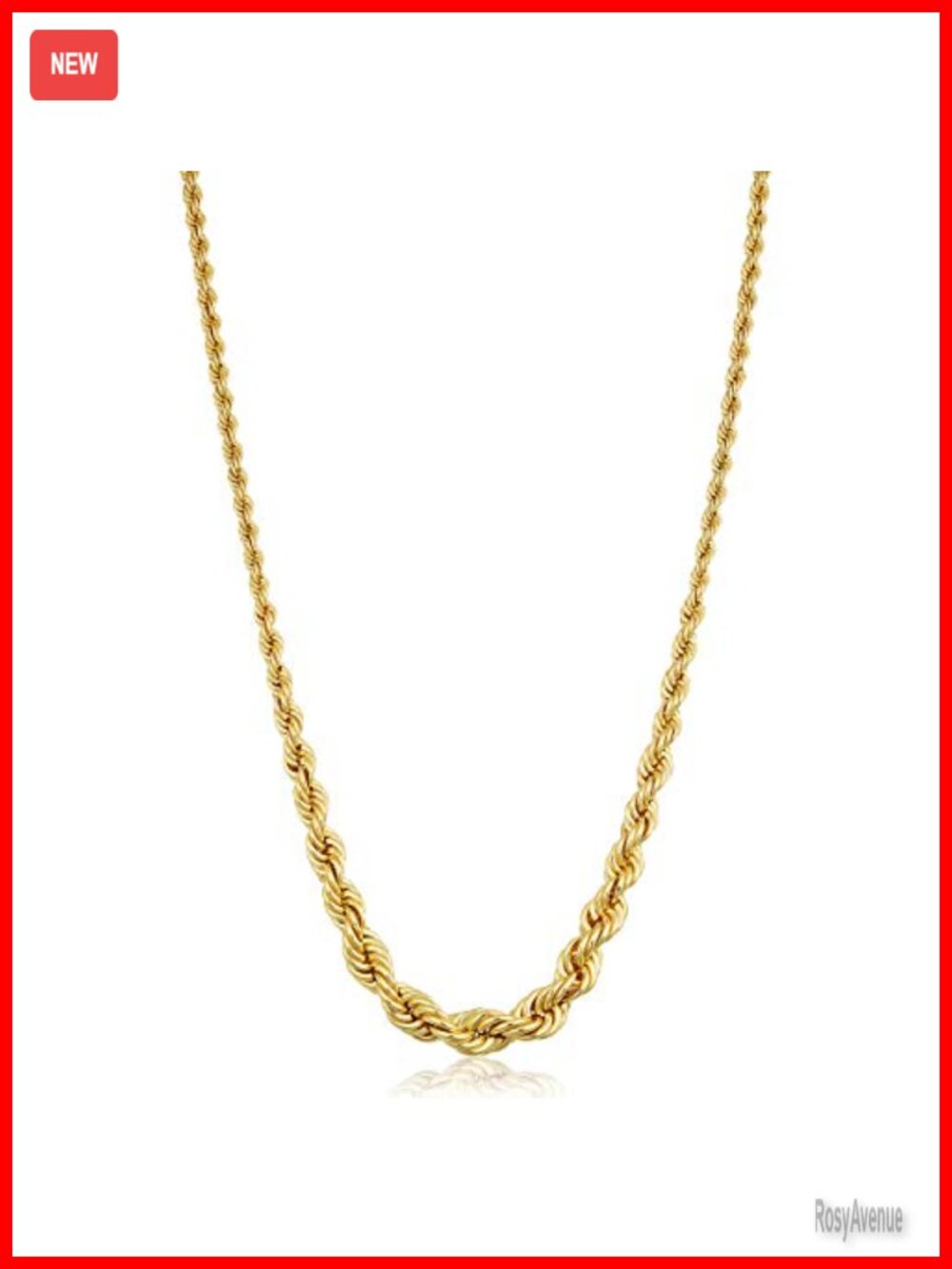 14k Yellow Gold Filled Graduated Rope Chain Necklace 18in